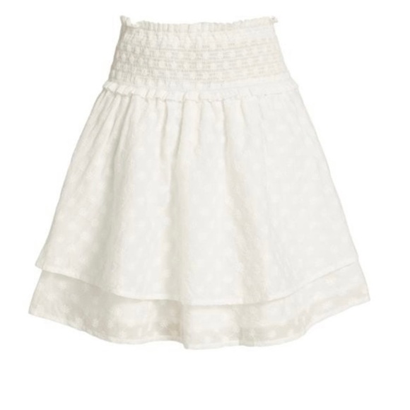 Rails Addison Smocked Cotton Tiered Miniskirt – Size M – White Daisies - Picture 3 of 9